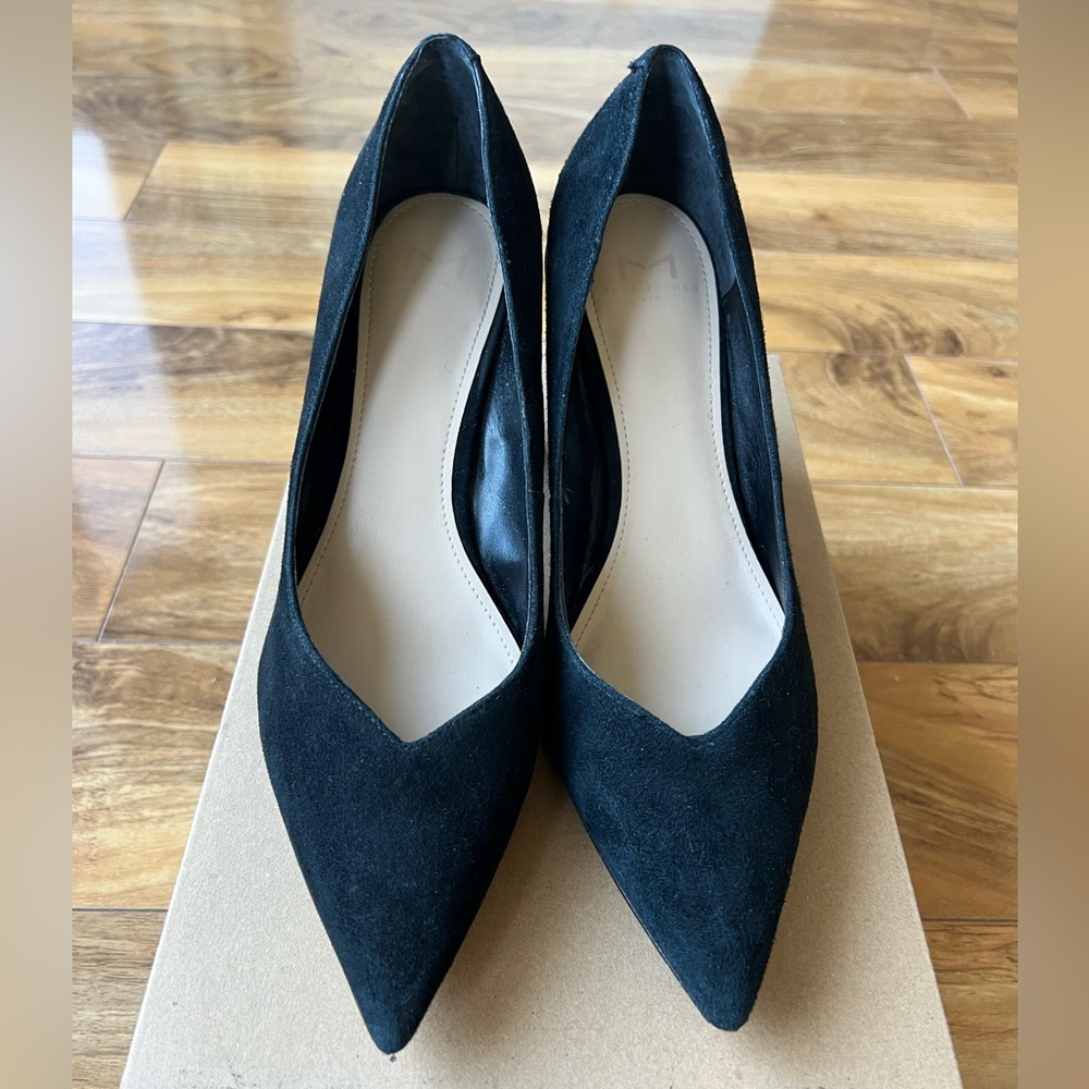 Marc Fisher Black Suede Heels office academic grunge